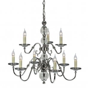 Large Dutch Ball Chandelier Cast in Solid Brass with a Mellow Finish